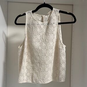 Sezane Cream Lace Crochet Shell Top